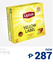 Lipton Yellow Label Tea (100 tea bags) from P316, now P287